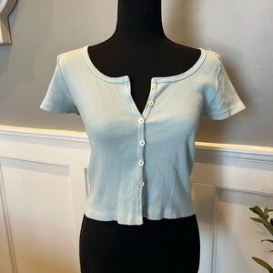 Brandy Melville Sky Blue Green Ribbed Crop Top
